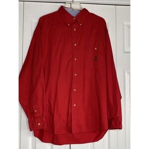 Vintage 90's Bugle Boy Button-up Shirt Men's Long Sleeve Red 100% Cotton Sz L
